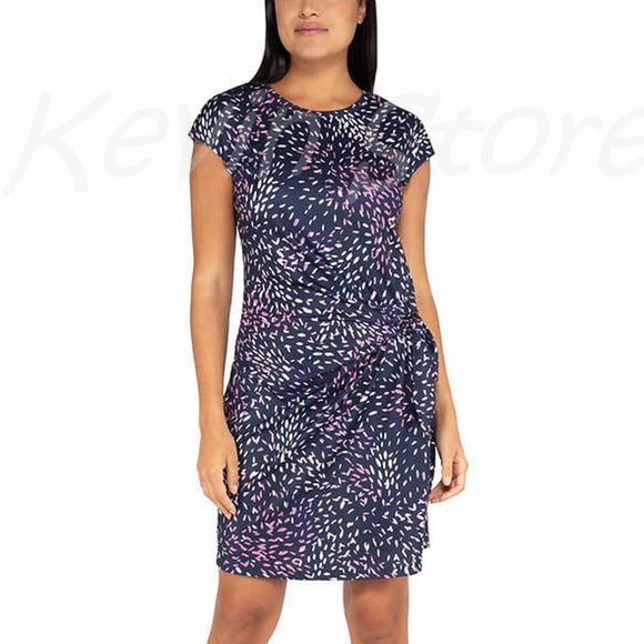 NWT Nicole‎ Miller Ladies' Knot Dress Navy/Pink - Picture 1 of 8